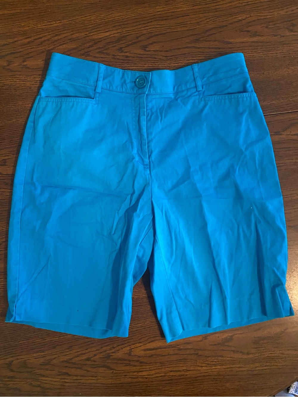 Kim Rogers Turquoise Flat-Front Bermuda Shorts